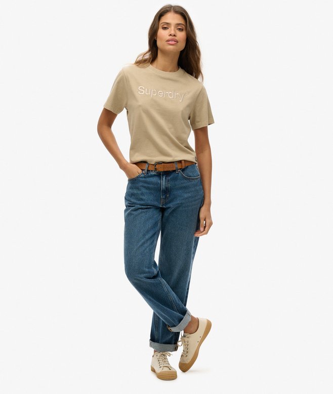 Embroidered Core Logo Boxy Loose T-Shirt