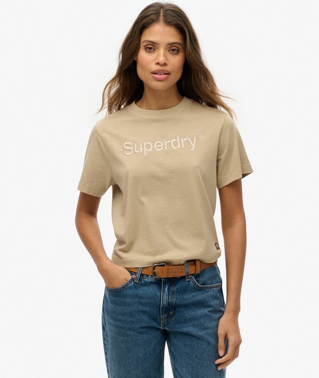 Embroidered Core Logo Boxy Loose T-Shirt