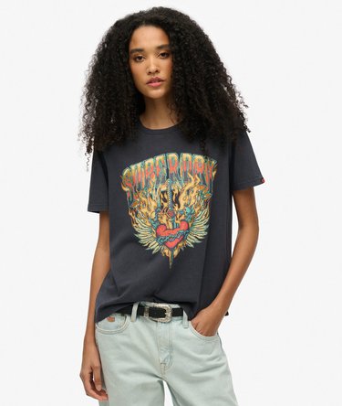 Biker Rock Graphic Relaxed T-Shirt Image 1