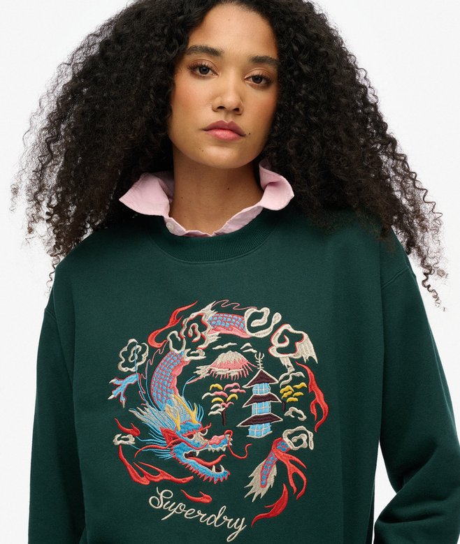 Suika Embroidered Loose Crew Sweatshirt