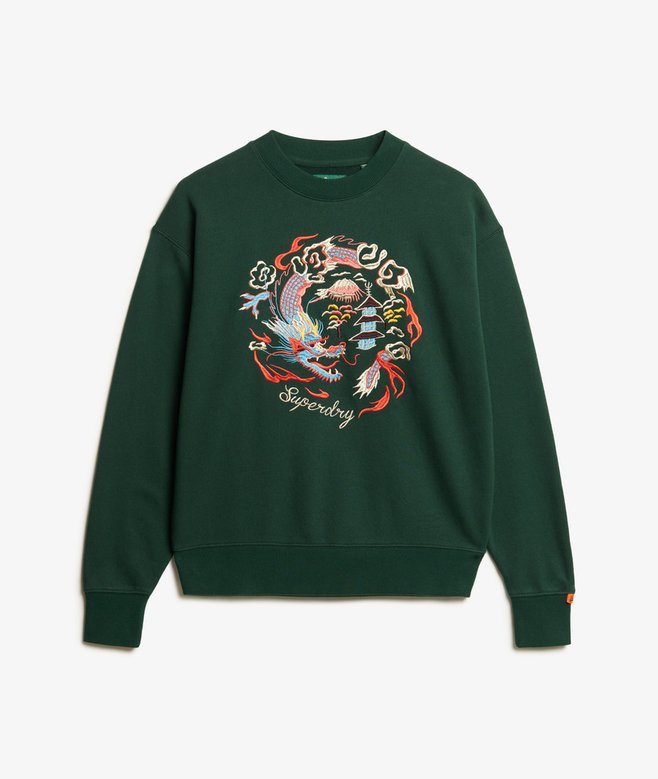 Suika Embroidered Loose Crew Sweatshirt