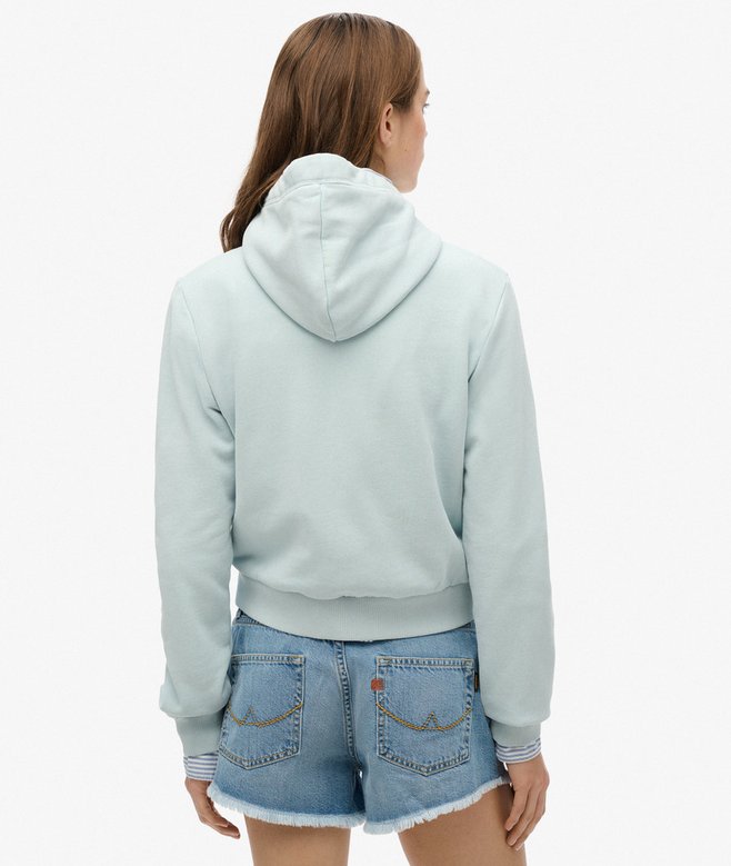 Essential Logo Cropped Zip Hoodie