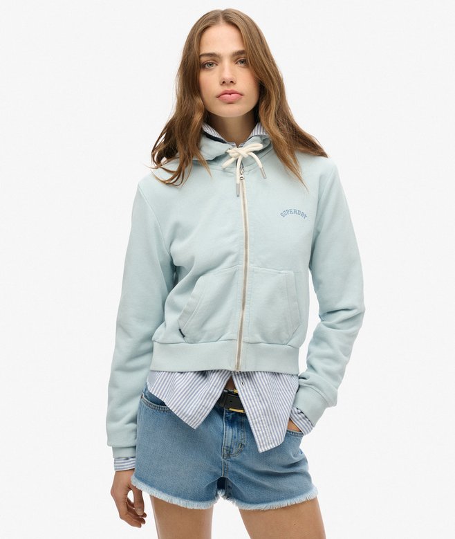 Essential Logo Cropped Zip Hoodie