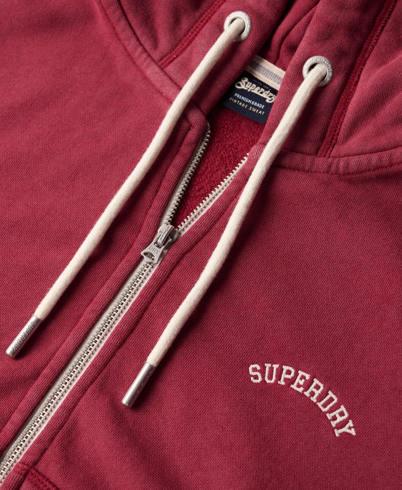 womens Essential Logo Cropped Zip Hoodie in Bordeaux Red | Superdry US