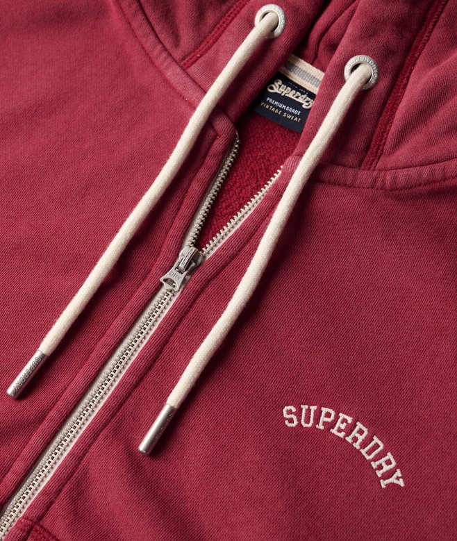 Sweat à capuche court zippé à logo Essentialrouge bordeaux pour