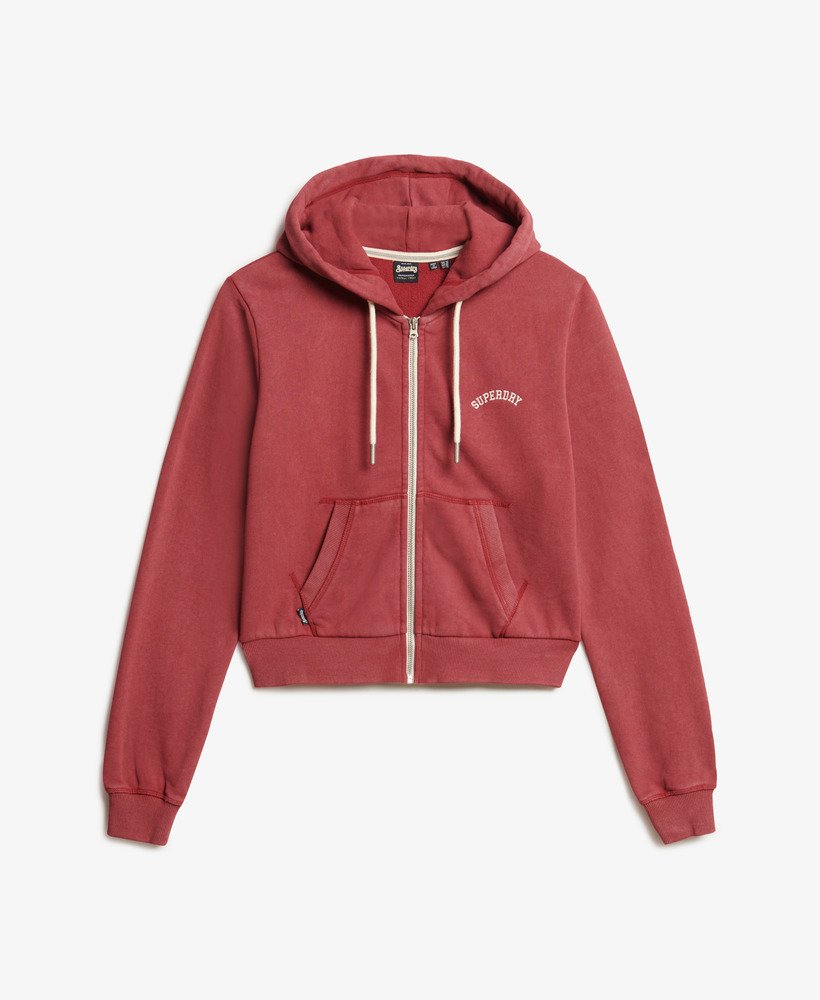 womens Essential Logo Cropped Zip Hoodie in Bordeaux Red | Superdry US