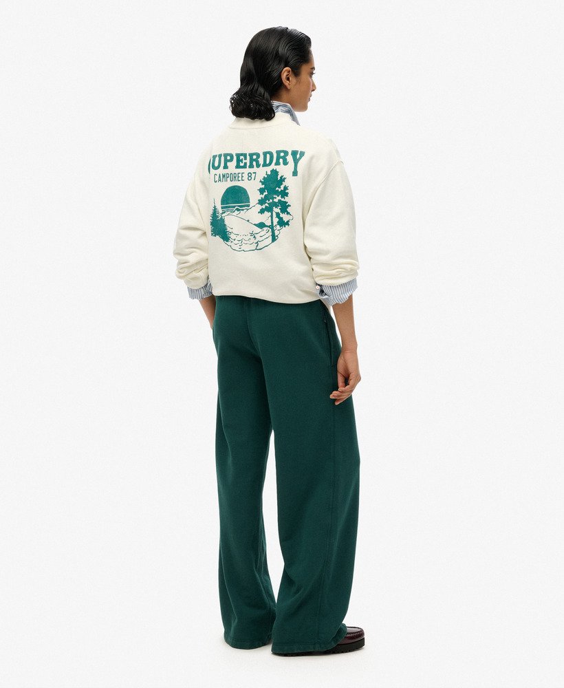 womens Essential Logo Wide Leg Joggers in Dark Pine Green