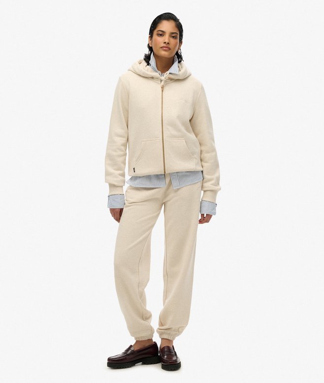 womens Athletic Essentials Relaxed Cropped Zip Hoodie in Desert Bone