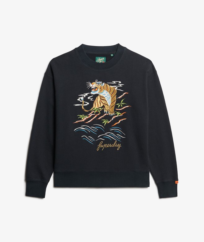 Suika Embroidered Loose Crew Sweatshirt