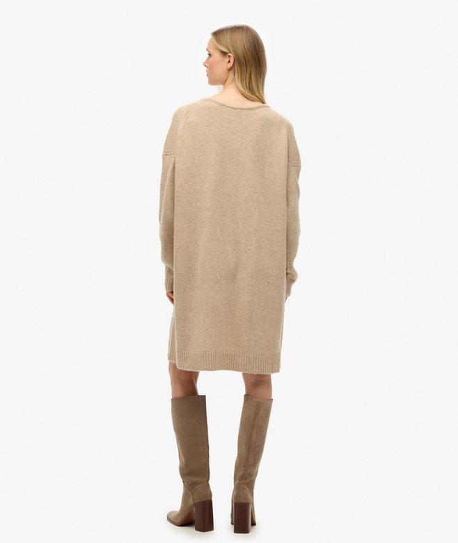 Oversized V Neck Jumper Dress