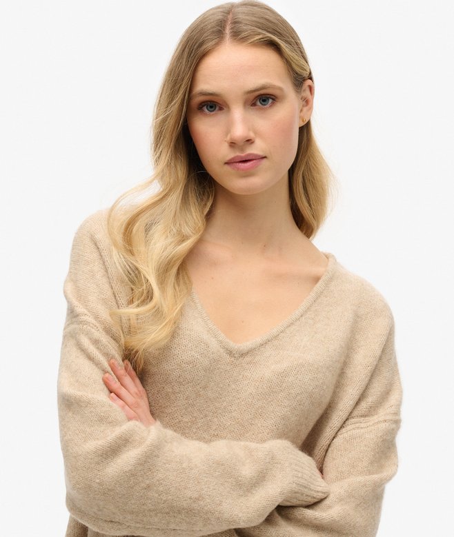 Oversized V Neck Jumper Dress