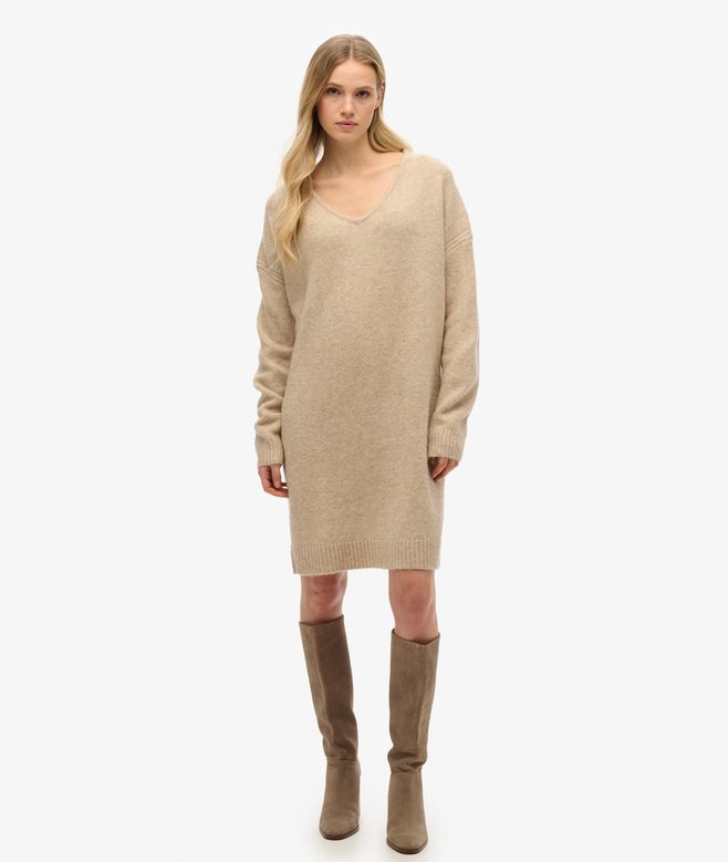 Oversized V Neck Jumper Dress