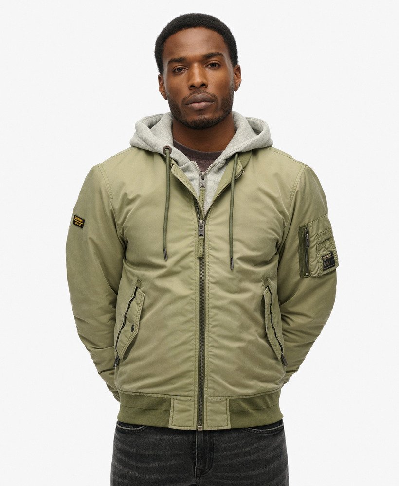mens Military MA1 Bomber Jacket in Washed Olive Green | Superdry US
