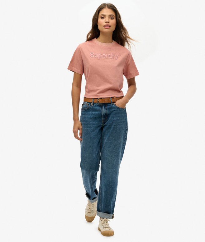 Embroidered Core Logo Boxy Loose T-Shirt