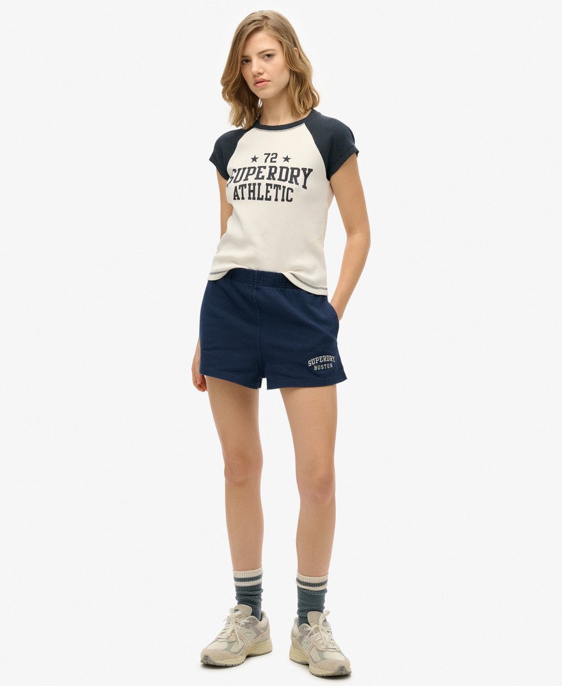 womens Athletic Essentials Raglan Cap Sleeve T-Shirt in Off White/EN ...