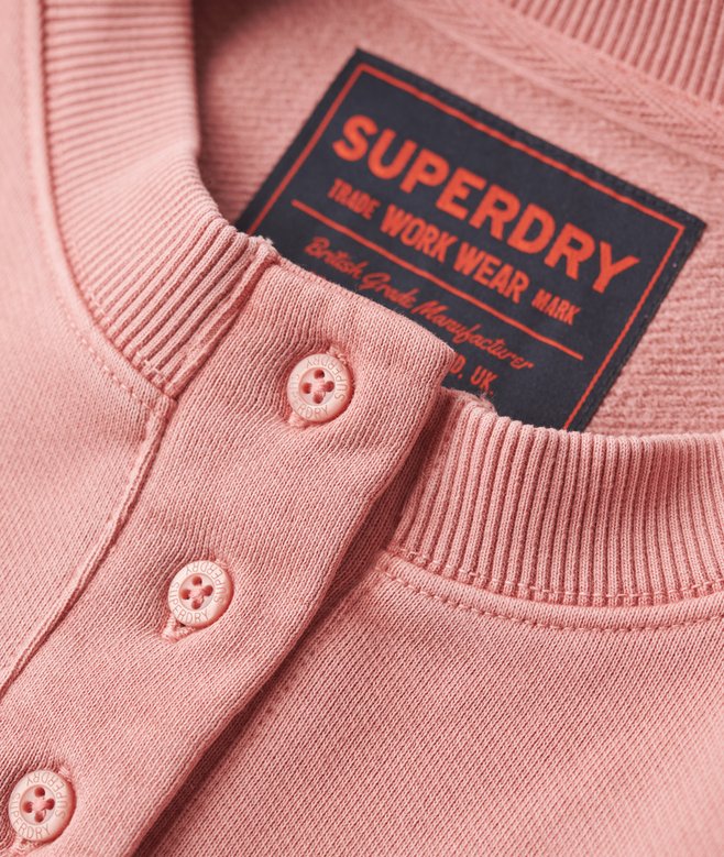 Embroidered Core Logo Buttoned Crew Sweatshirt