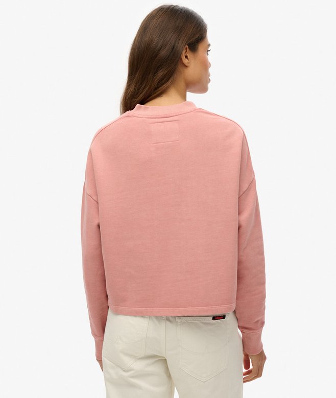 Embroidered Core Logo Buttoned Crew Sweatshirt