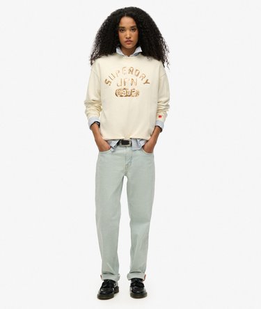 Varsity vid utsmyckad sweatshirt med rund hals Image 2