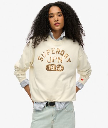 Varsity vid utsmyckad sweatshirt med rund hals Image 1