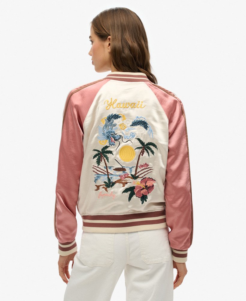 womens Suikajan Embroidered Bomber in Rice White | Superdry US