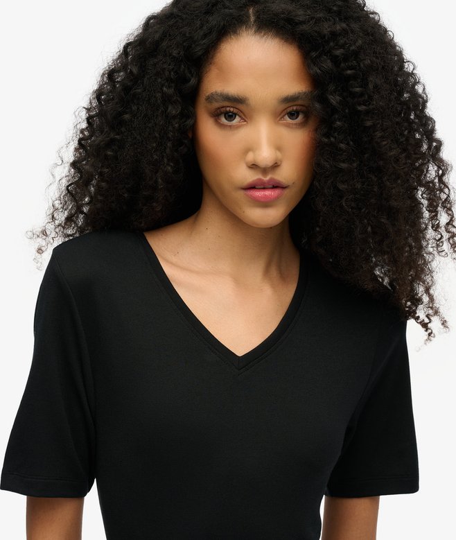 Short Sleeve V-Neck Midi Jersey Dress