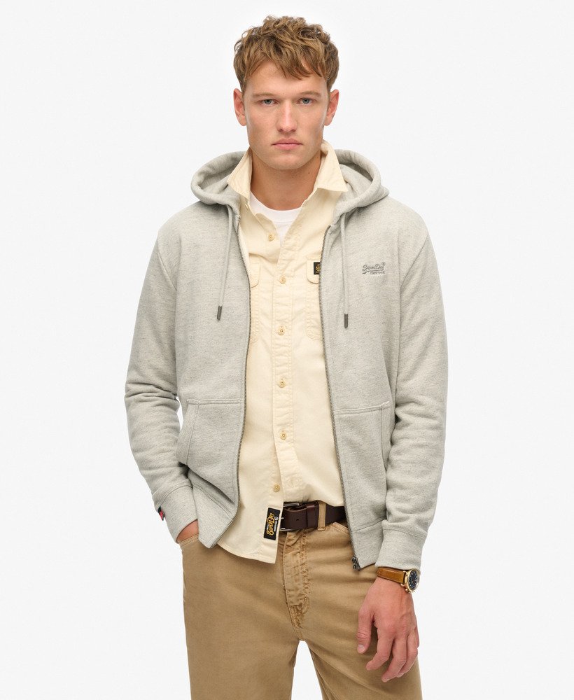 mens Essential Logo Half Brushed Zip Hoodie in Varsity Grey