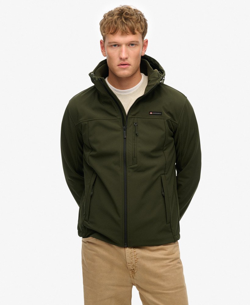 mens Hooded Soft Shell Trekker Jacket in Surplus Goods Olive Green