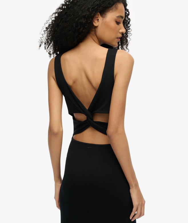 Jersey Twist Back Midi Dress