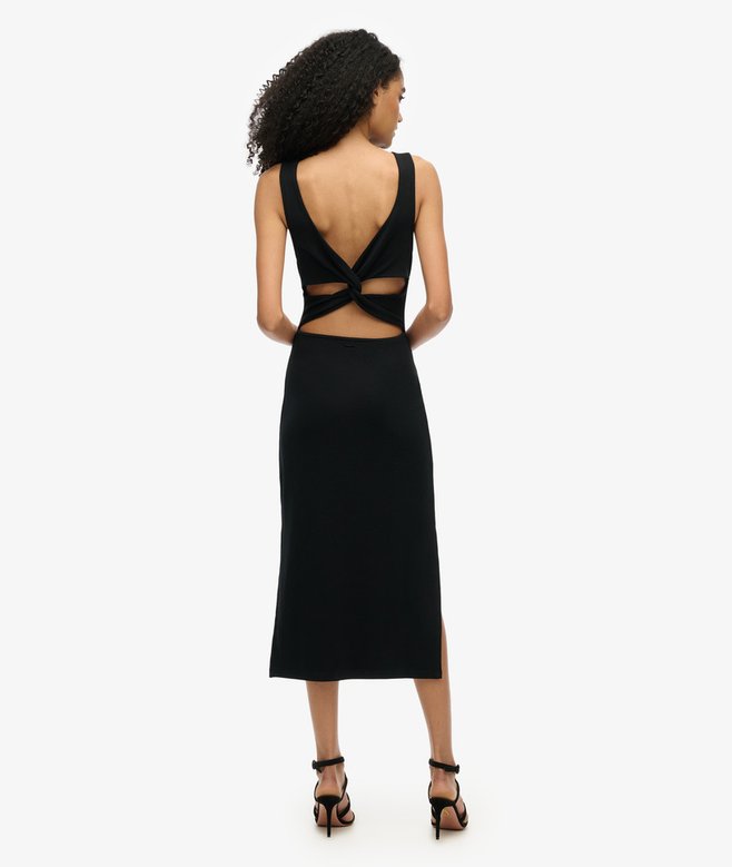 Jersey Twist Back Midi Dress