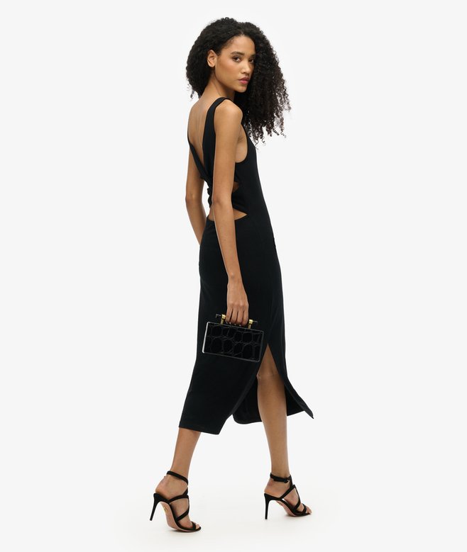 Jersey Twist Back Midi Dress
