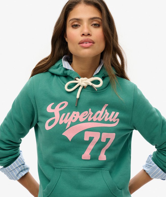 womens Super 77 Hoodie in PINE GREEN Superdry UK