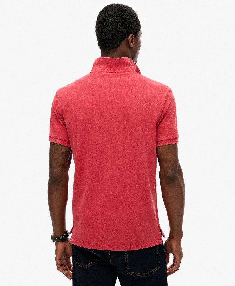 mens Vintage Destroy Polo Shirt in Cranberry Crush Red