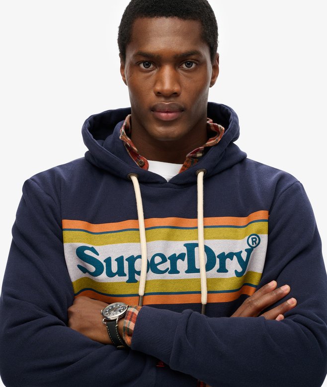 Venue Logo Striped Relaxed Hoodie