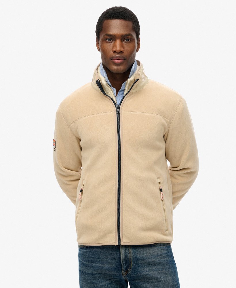 mens Active Full Zip Fleece in Oatmeal Beige | Superdry UK