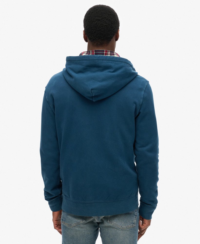Sweat à Capuche Superdry Homme – Logo Brodé, Bleu Marine Chiné, En Polyester Recyclé - 9