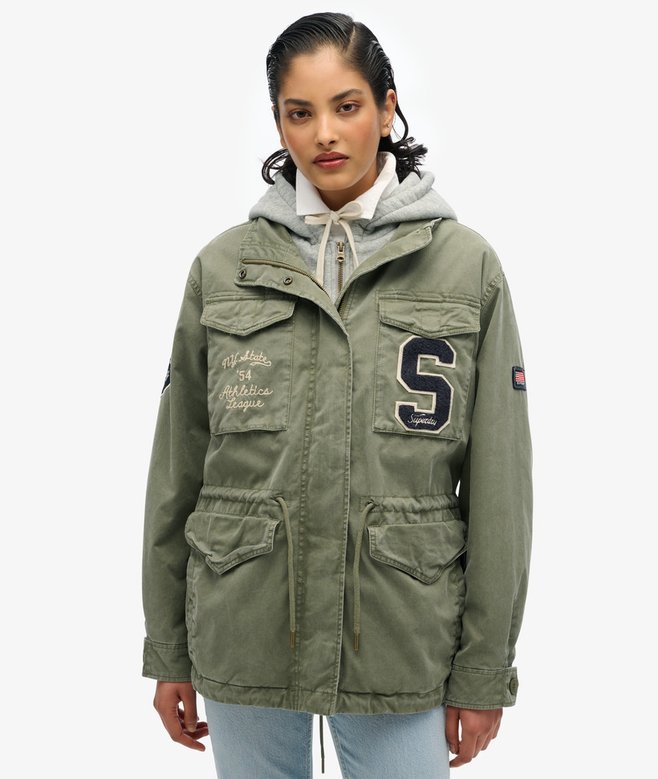 Jersey Hooded Embroidered Military Jacket