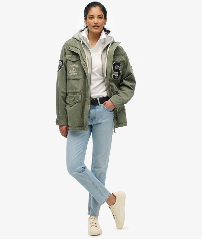 Jersey Hooded Embroidered Military Jacket