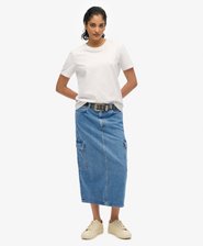 Denim Cargo midikjol med fickor