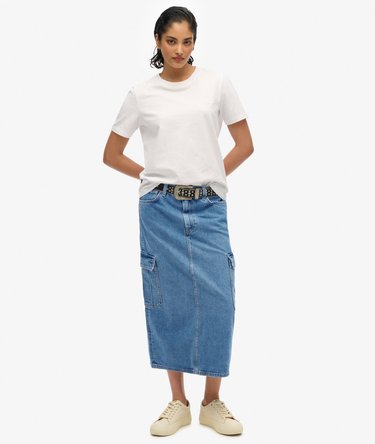 Denim Cargo midikjol med fickor Image 1