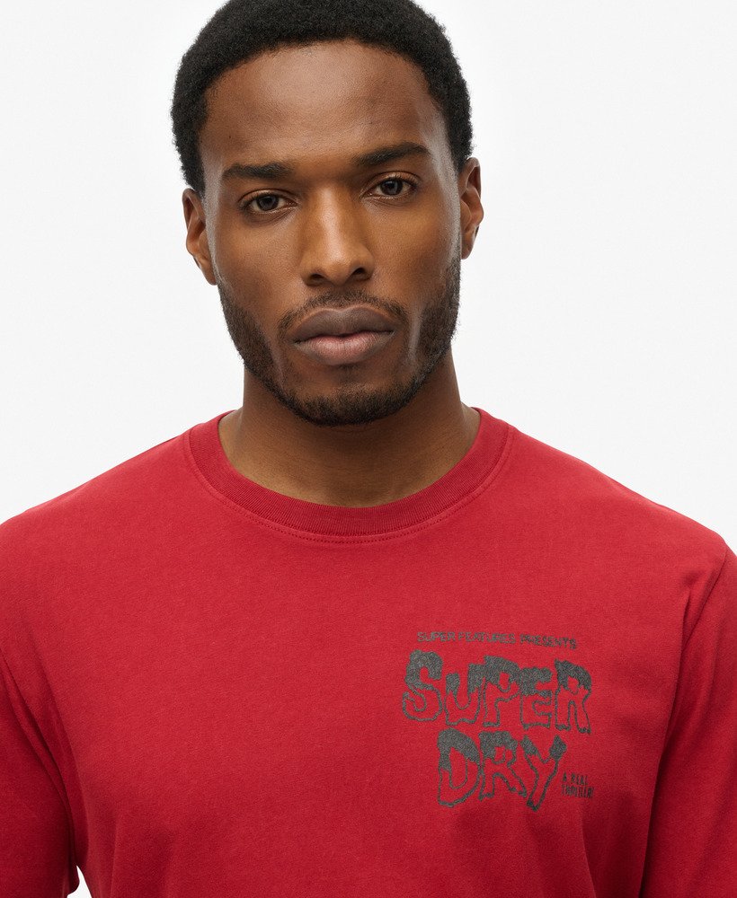 mens B-Movie Graphic Loose T-Shirt in Winery Red | Superdry US