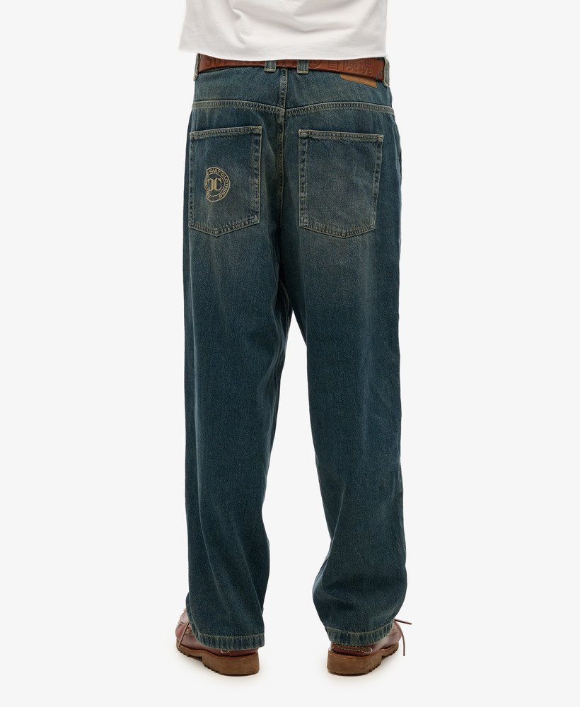 mens Cult 90s Baggy Jeans in Dark Blue Dirty Wash | Superdry