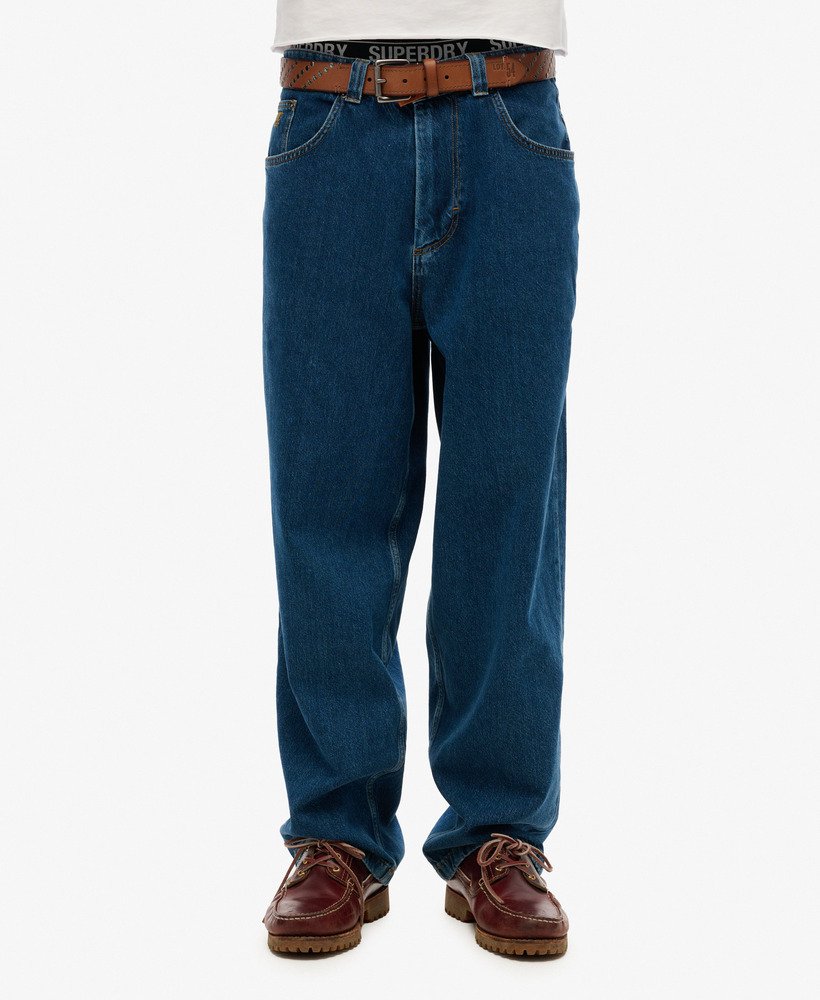 mens Cult 90s Baggy Jeans in Mid Blue Flat Wash | Superdry US