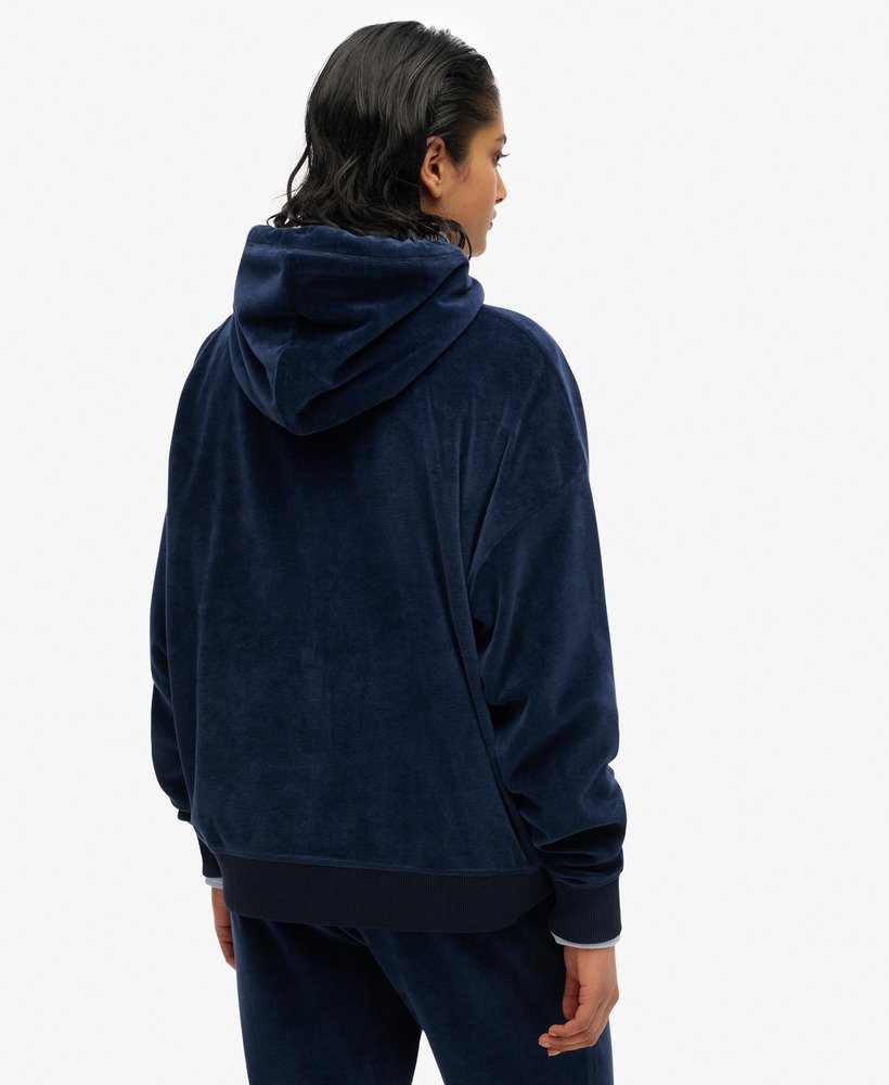 womens Velour Zip Hoodie in Richest Navy | Superdry UK