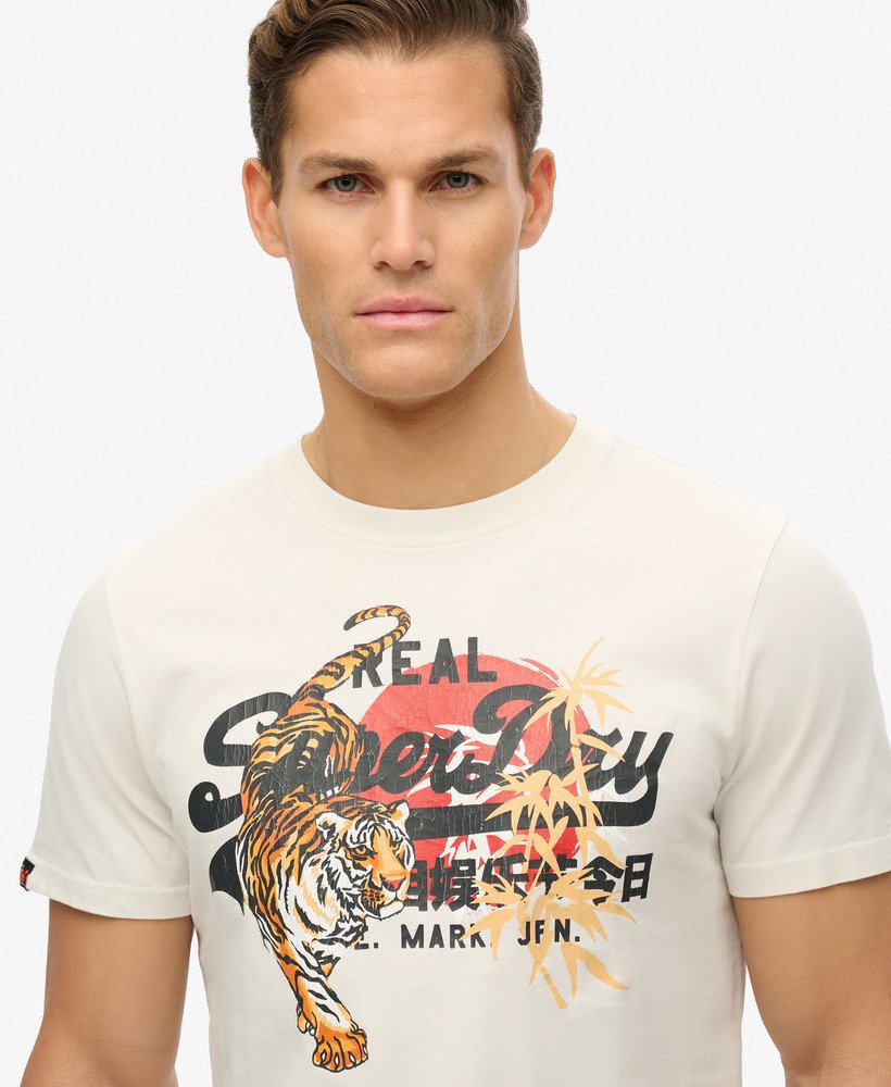 mens Vintage Logo Tokyo Relaxed T-Shirt in Bone White