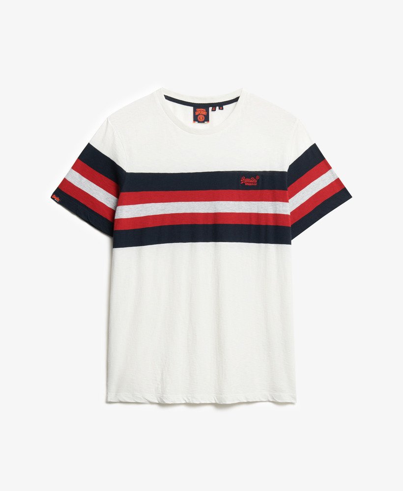 mens Essentials Stripe T-Shirt in Brilliant White Chest Stripe