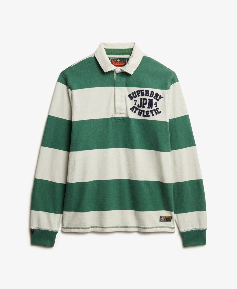 mens Vintage Athletic Rugby Shirt in GREEN STRIPE | Superdry US