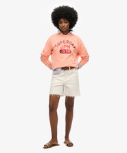 Locker geschnittenes Sweatshirt mit Verzierung im College-Stil