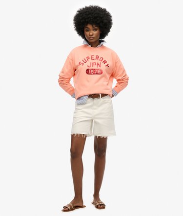 Locker geschnittenes Sweatshirt mit Verzierung im College-Stil Image 2
