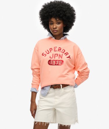 Locker geschnittenes Sweatshirt mit Verzierung im College-Stil Image 1