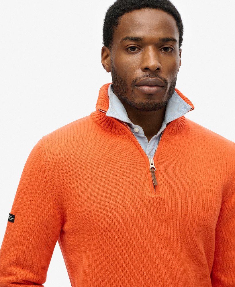 mens Cotton Classics Half-Zip Knitted Jumper in ORANGE | Superdry US
